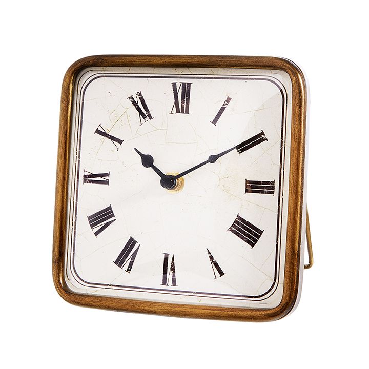 6.25&quot; Antique Gold Square Clock