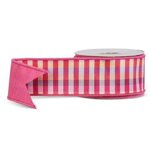 2.5&quot;x 10 YDS Multicolor Gingham Wired Ribbon
