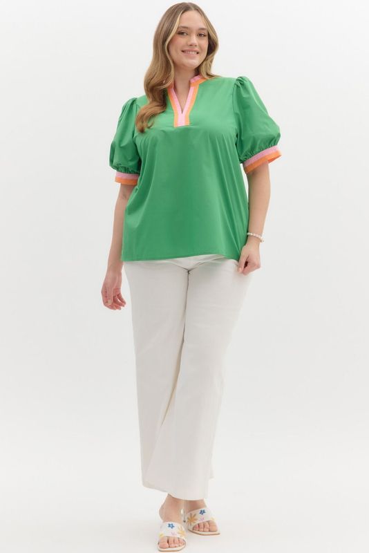 Citrus Twist Plus Top-Green