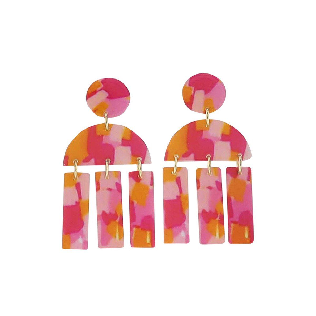 Pink &amp; Orange Acrylic Earrings