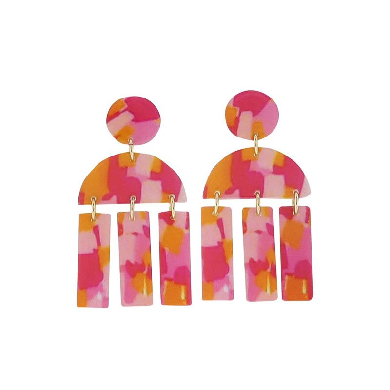 Pink &amp; Orange Acrylic Earrings