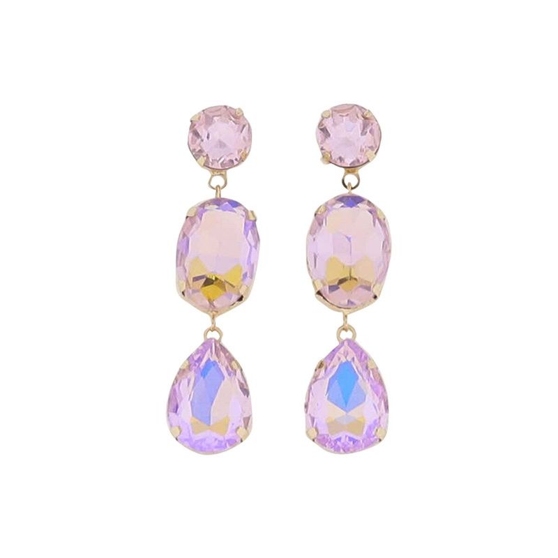 Pink Crystal Teardrop Earring