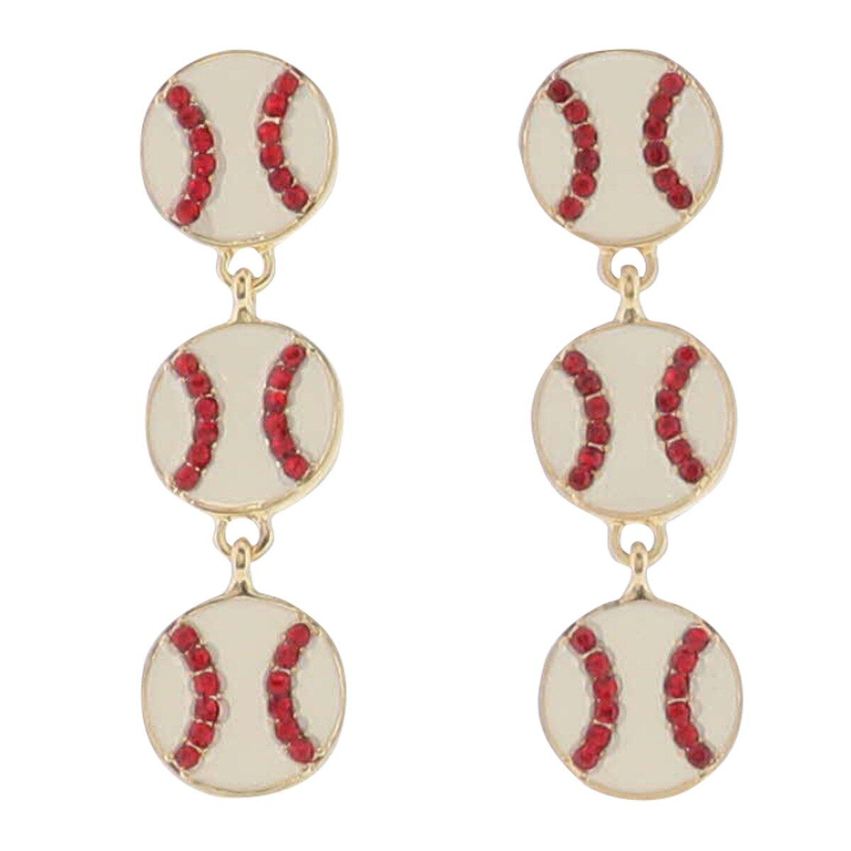 3 Baseballs Earring