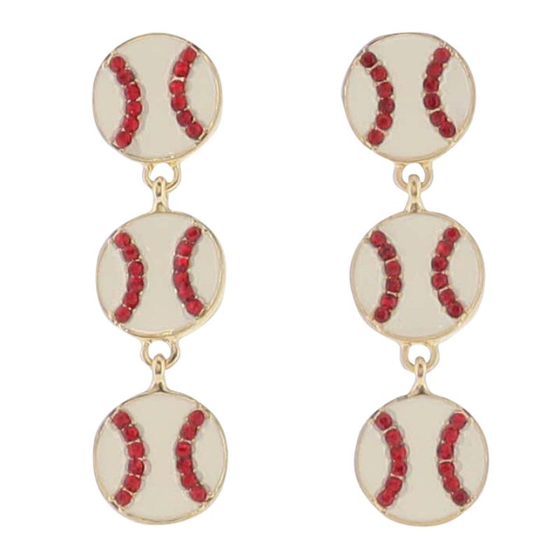 3 Baseballs Earring