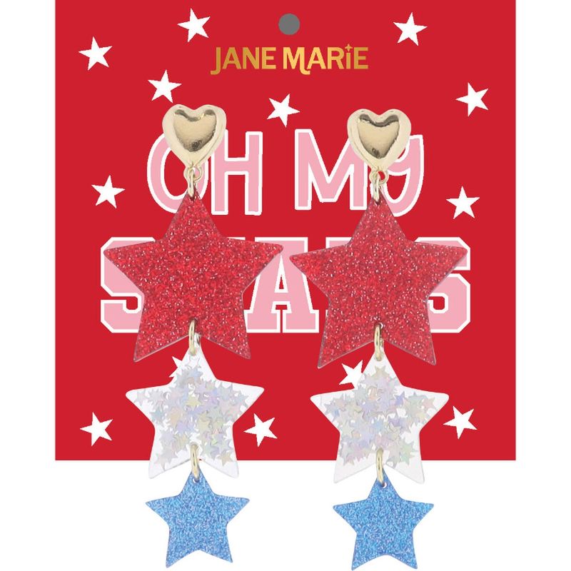 Red, White, Blue Ascending Star Earrings