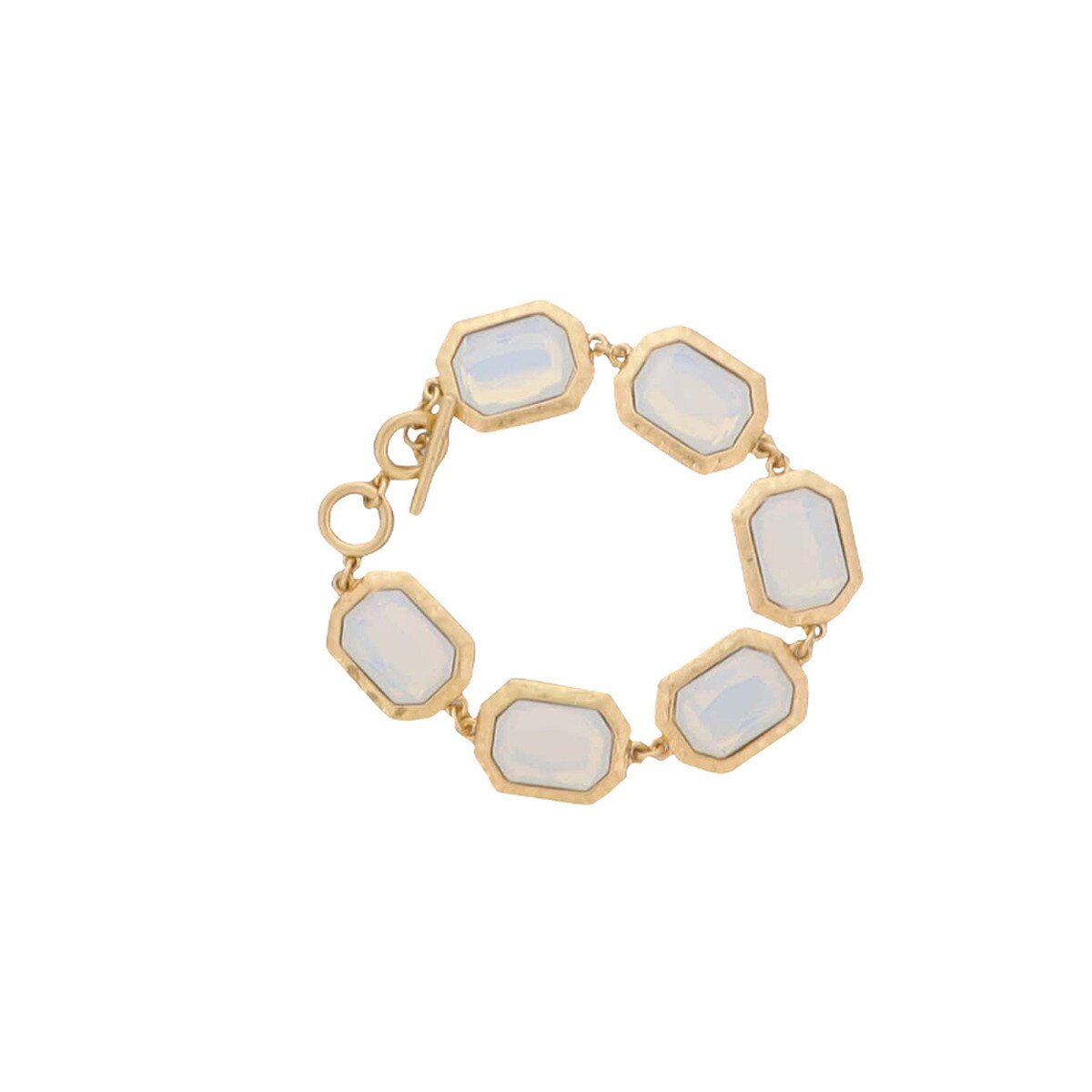 Gold Toggle Bracelet W/Opal Rectangles