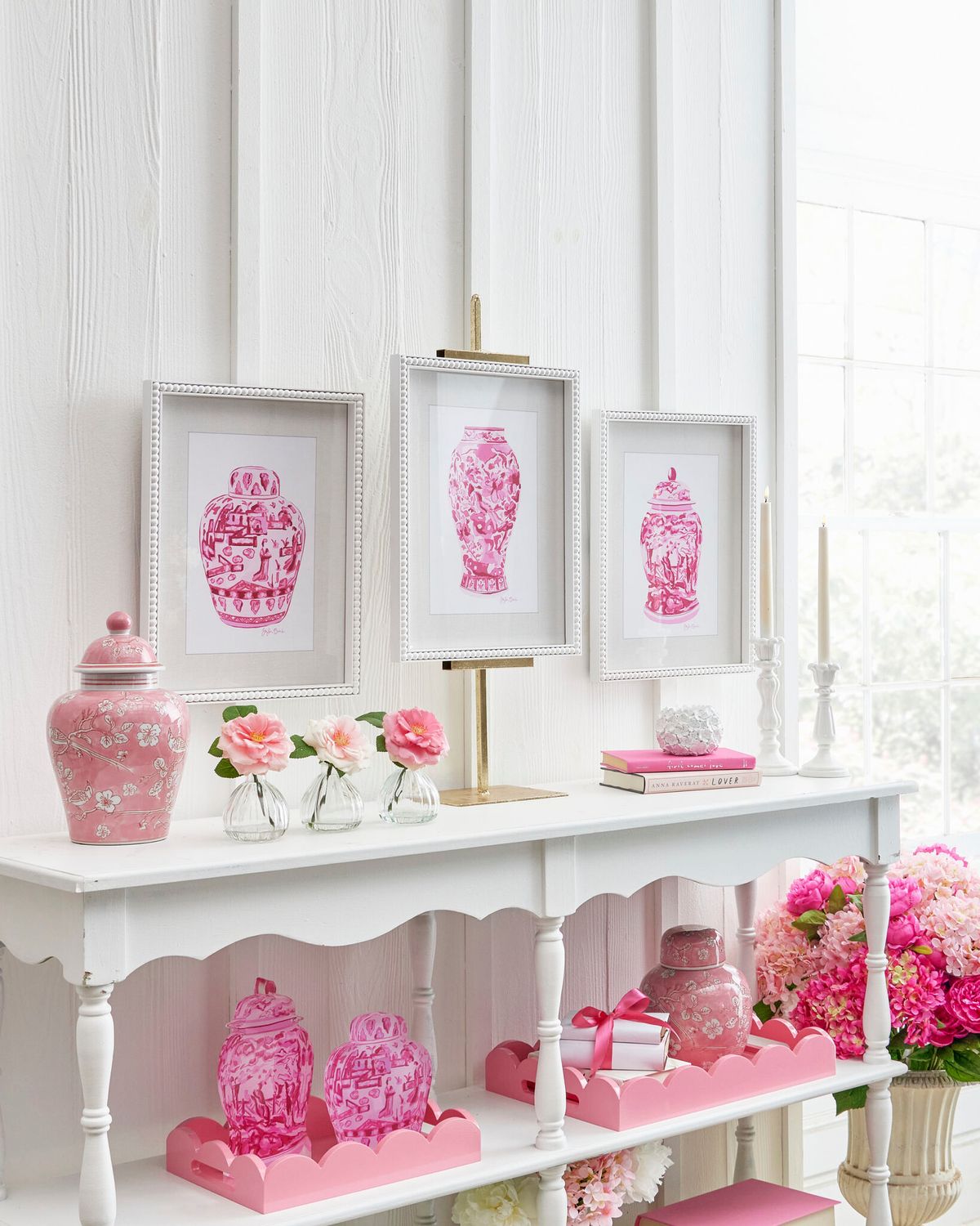18&quot; Pink Chinoiserie Container Framed Art
