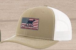 Freedom Pointer Patch on Khaki-White Trucker