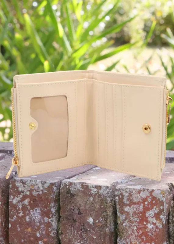 Monica Double Zip Wallet-Cream Quilted