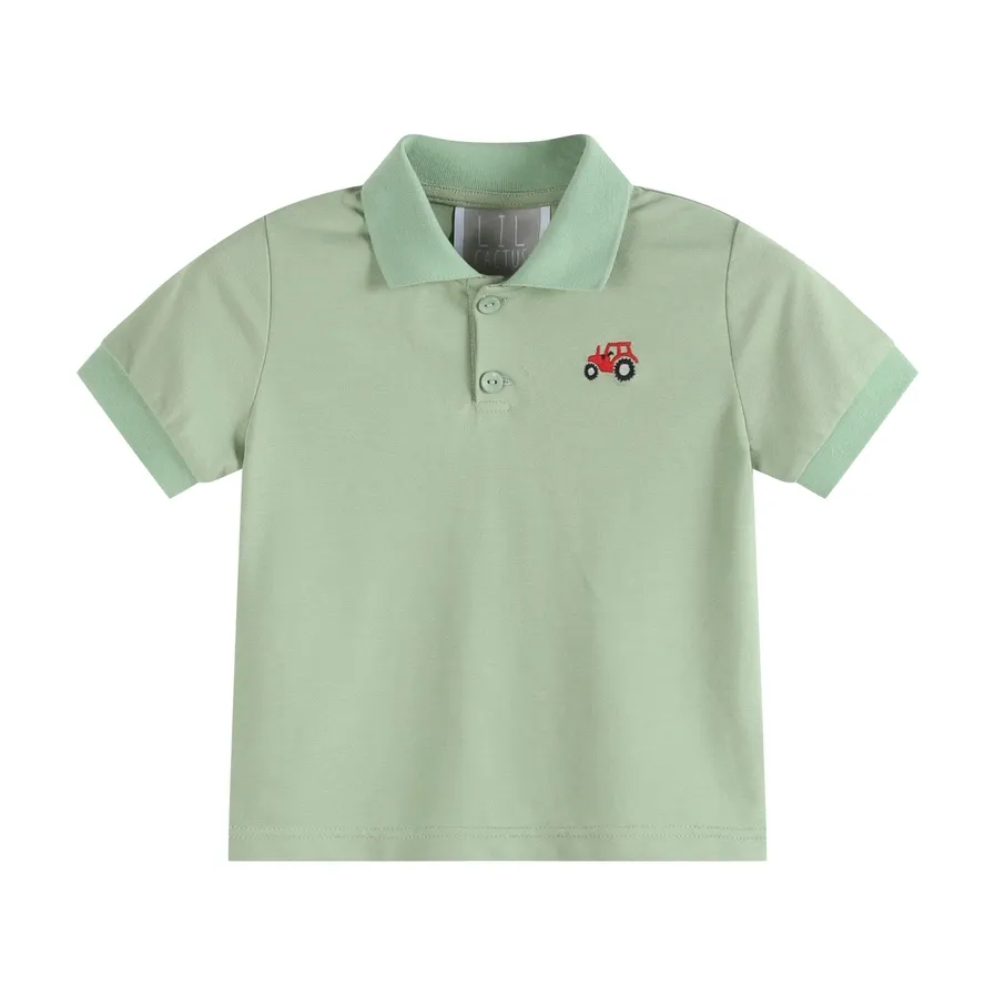 Green Tractor Golf Shirt