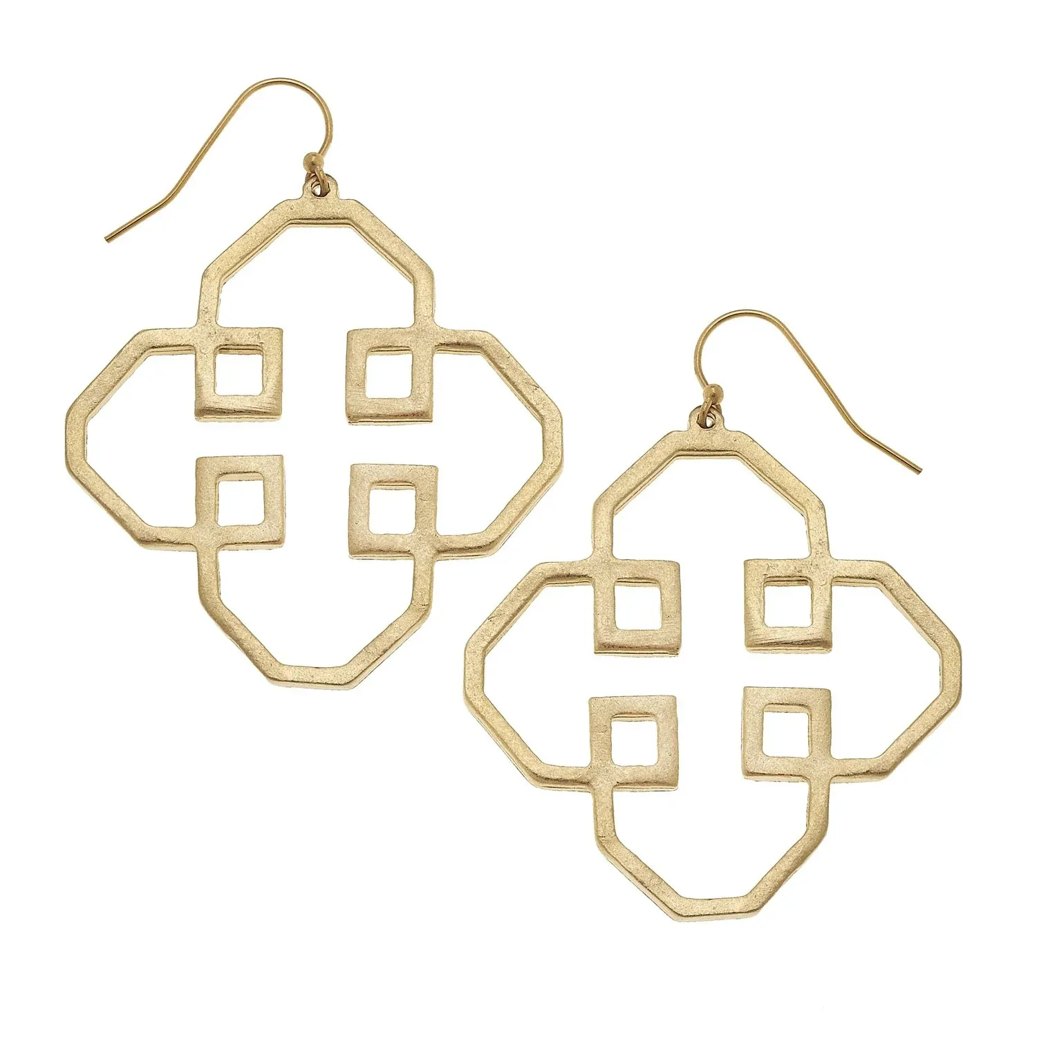 VG Gold Large Clover w/Squares Earring