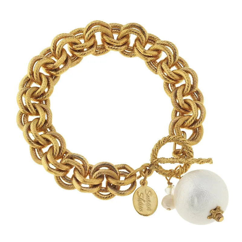 VG Gold Double Chain w/Cotton Pearl Bracelet