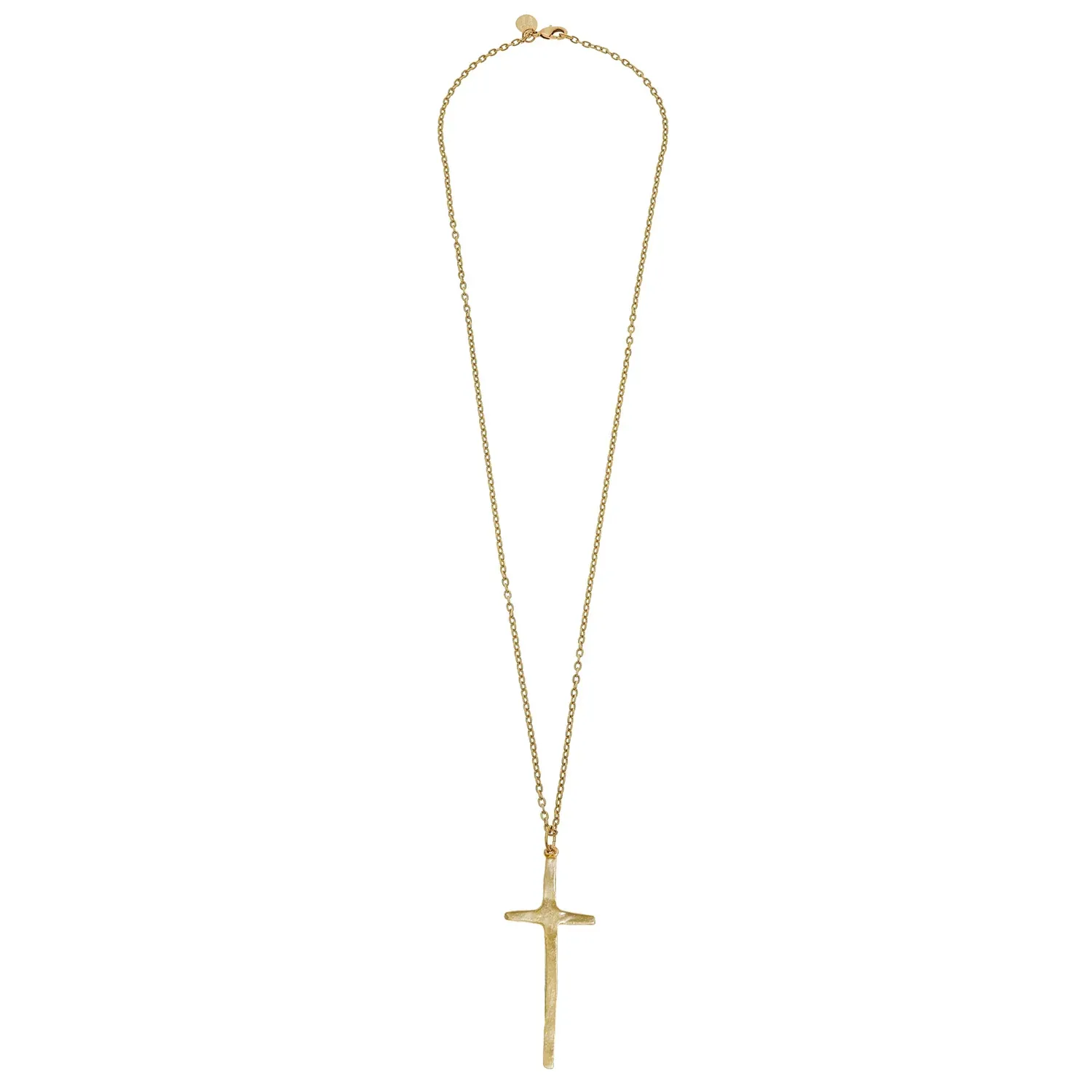 VG Hand Cast Gold Long Cross on 30&quot; Chain Necklace