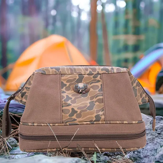 Old School Camo Canvas Toiletry Bag-Buck