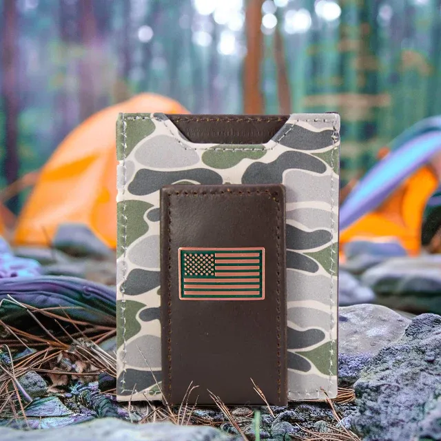 Old School Green Camo Front Pocket Wallet-USA