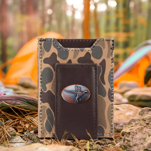 Old School Brown Camo Front Pocket Wallet-Duck