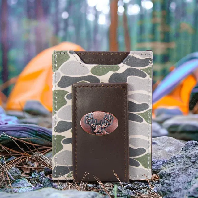 Old School Green Camo Front Pocket Wallet-Buck