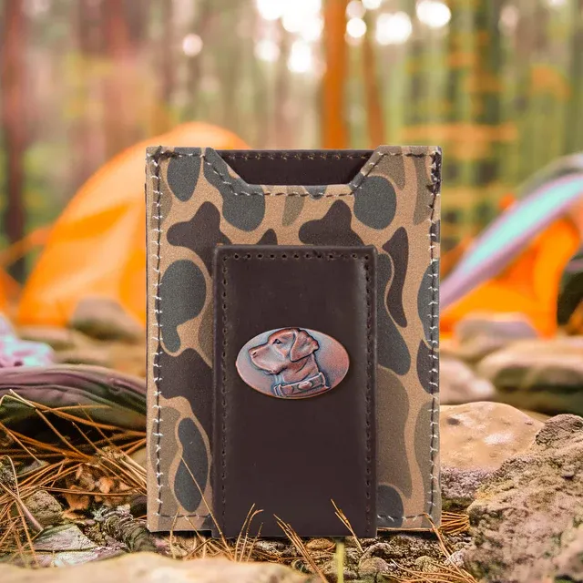 Old School Brown Camo Front Pocket Wallet-Dog