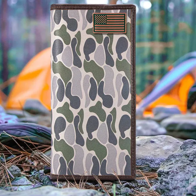 Old School Green Camo Long Wallet-USA