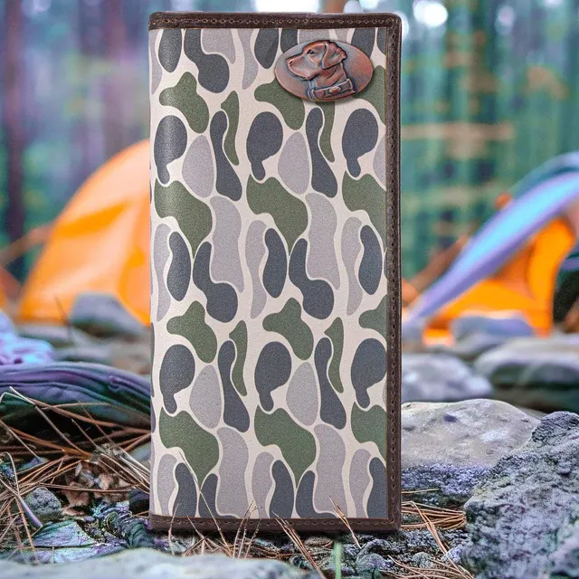 Old School Green Camo Long Wallet-Dog