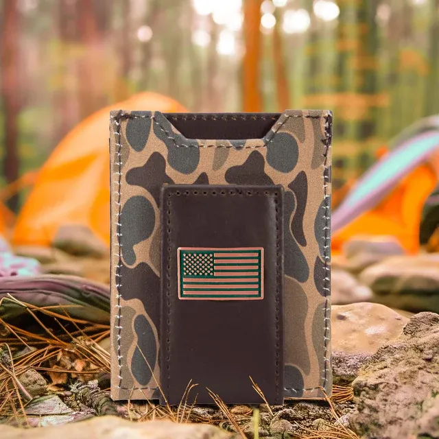 Old School Brown Camo Front Pocket Wallet-USA