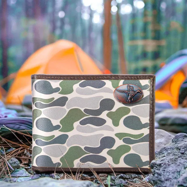 Old School Green Camo Bifold Wallet-Duck