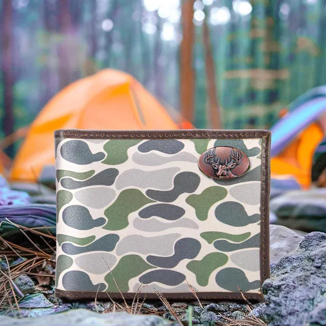 Old School Green Camo Bifold Wallet-Buck