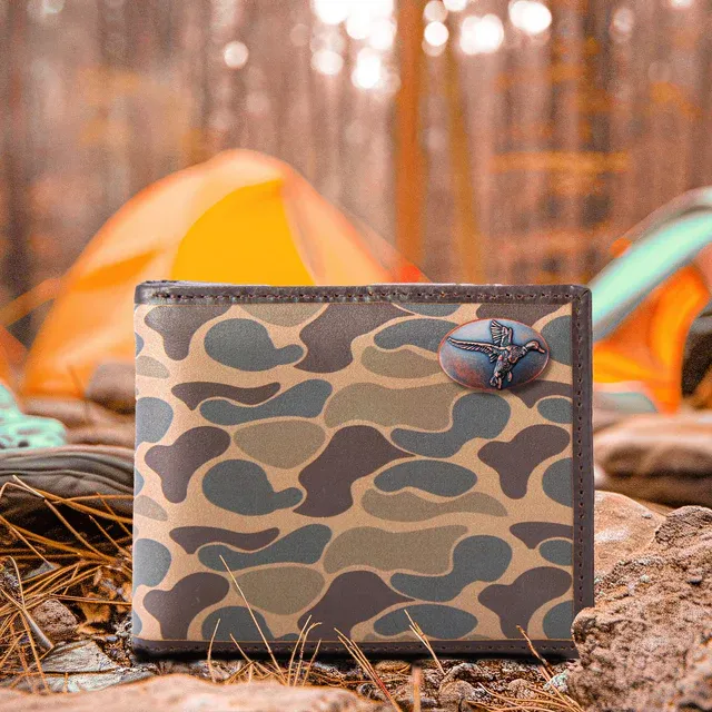 Old School Brown Camo Bifold Wallet-Duck