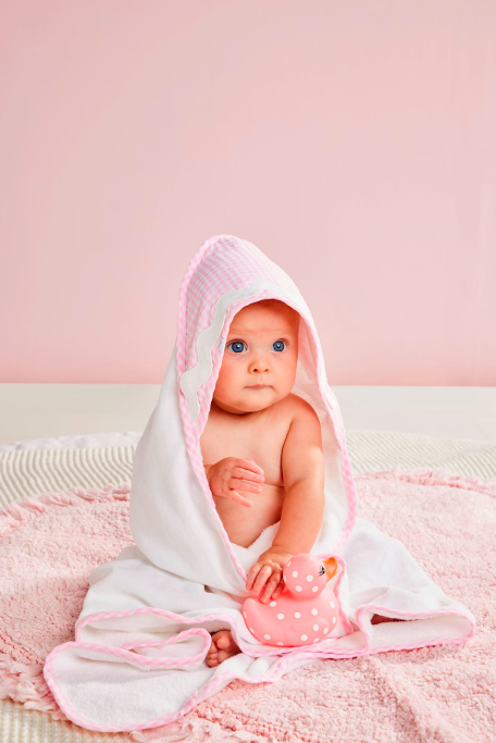 Pink Gingham Hooded Towel