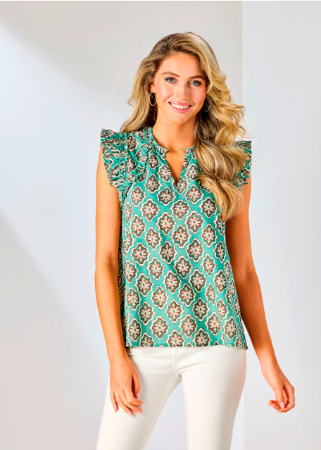 Beatrix Flutter Top-Green