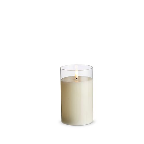 3.5&quot;x6&quot; Clear Glass Ivory Pillar Candle