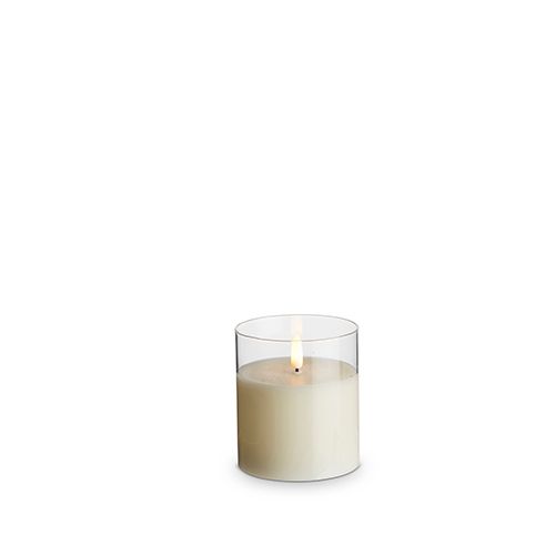3.5&quot;x4&quot; Clear Glass Ivory Pillar Candle