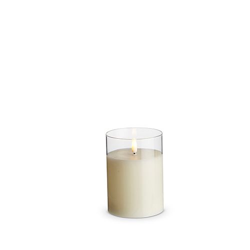 3.5&quot;x5&quot; Clear Glass Ivory Pillar Candle