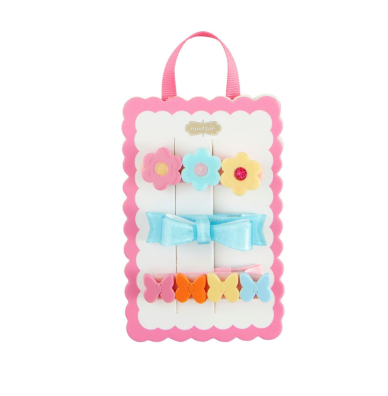 Blue Bow Spring Hairclips