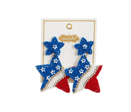 4th of July Earrings-Flag