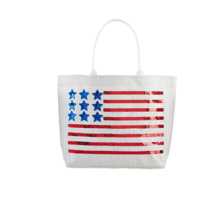 4th of July Sparkle Tote-White