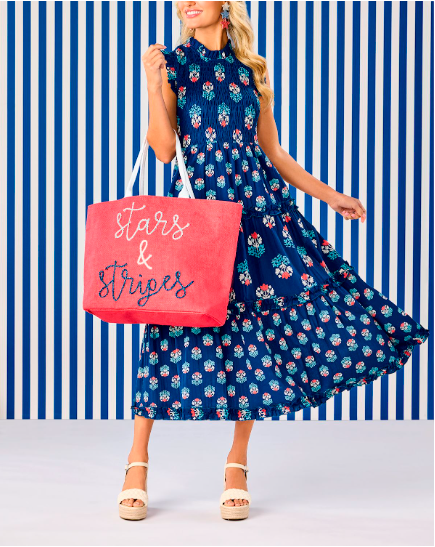 4th of July Sparkle Tote-Red