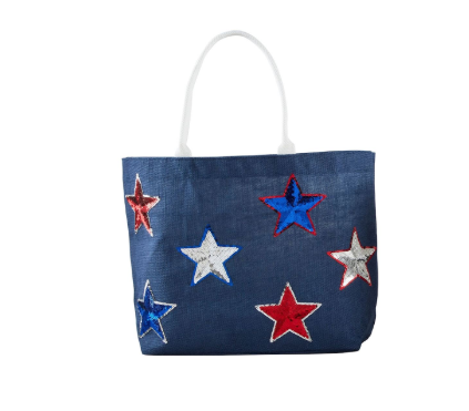 4th of July Sparkle Tote-Navy
