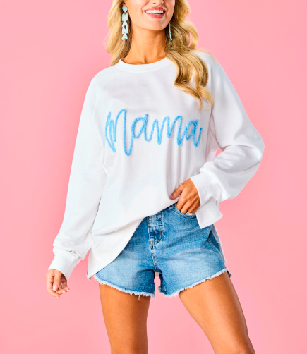 Mama Sparkle Sweatshirt-Blue