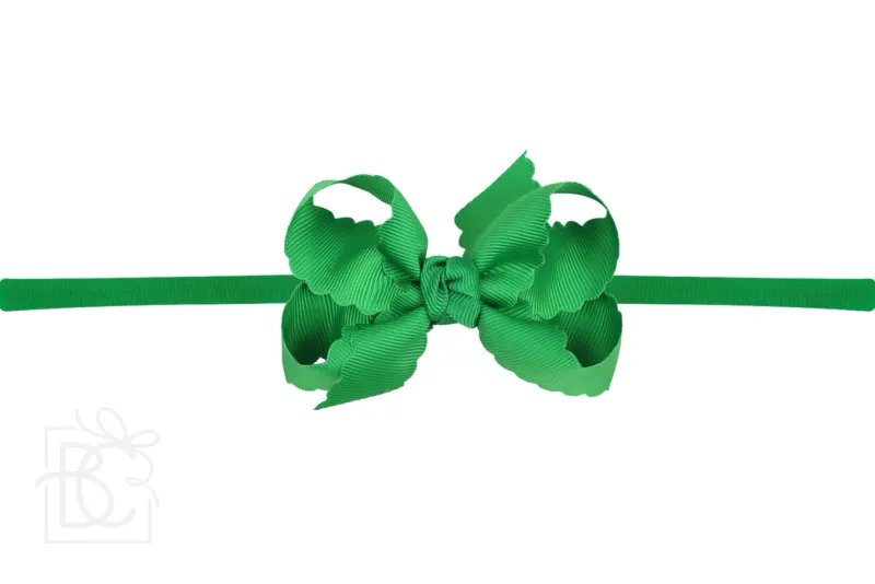 Scalloped Bow Headband-Emerald
