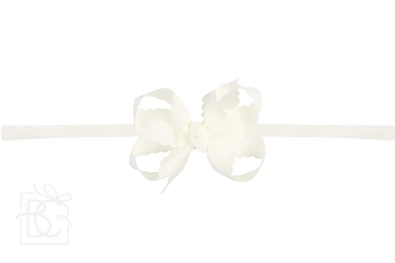 Scalloped Bow Headband-Antique White