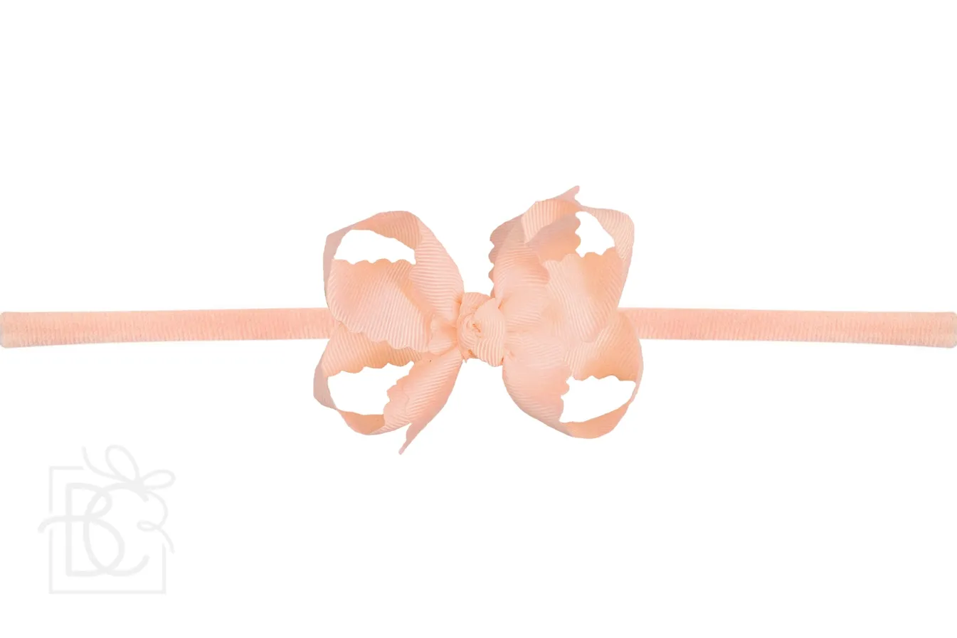 Scalloped Bow Headband-Lt Coral