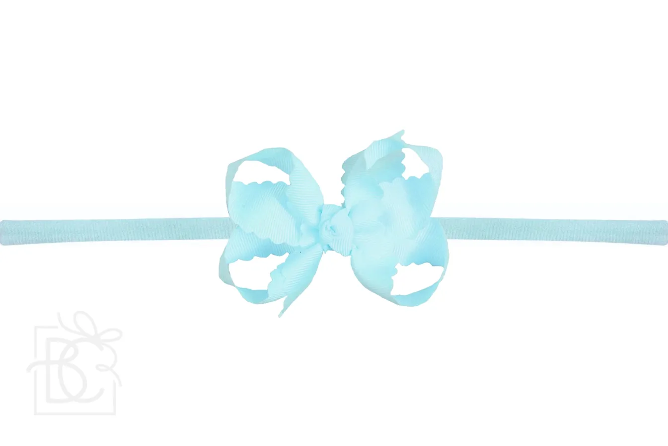 Scalloped Bow Headband-Mineral Ice