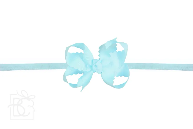 Scalloped Bow Headband-Mineral Ice