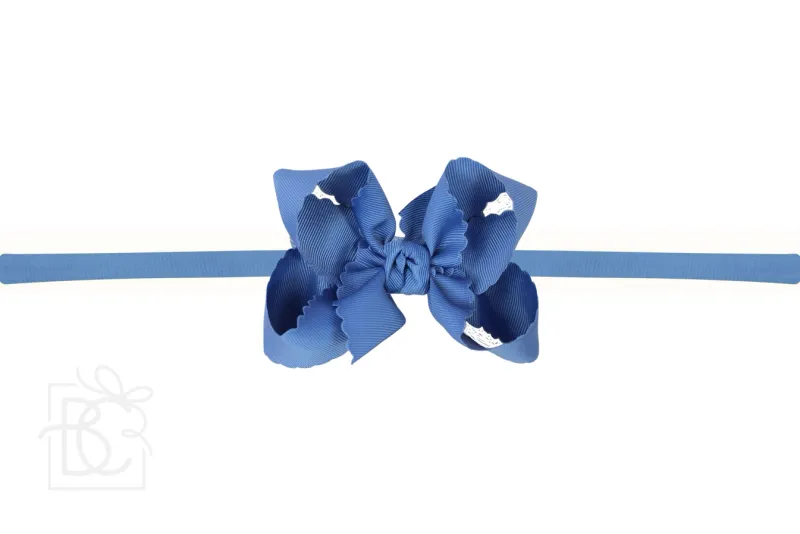 Scalloped Bow Headband-Denim Blue