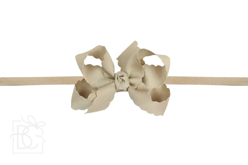 Scalloped Bow Headband-Oatmeal