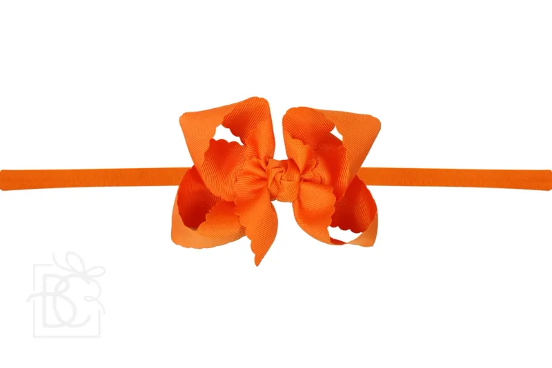 Scalloped Bow Headband-Orange