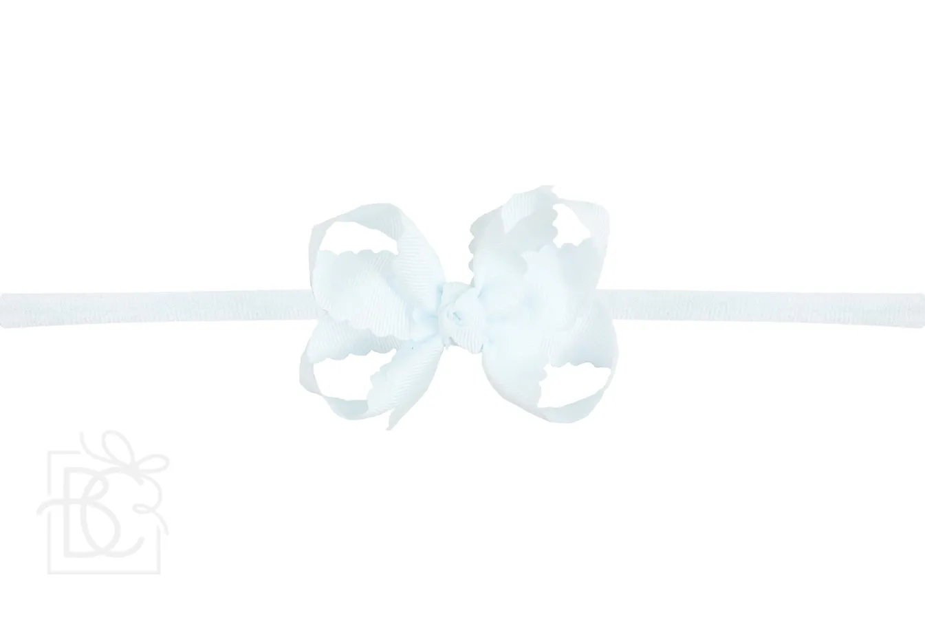 Scalloped Bow Headband-Powder Blue