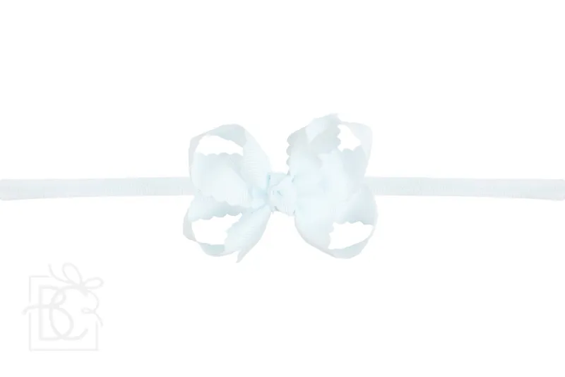 Scalloped Bow Headband-Powder Blue