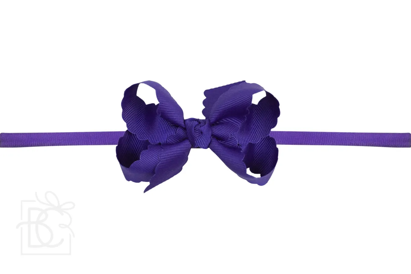 Scalloped Bow Headband-Purple